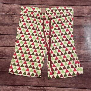 Women’s Nap Chat Sleep Pants Christmas Small Green Red Geometric Triangle Pajama